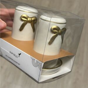 Papyrus Gold and White Salt & Pepper Shaker Set